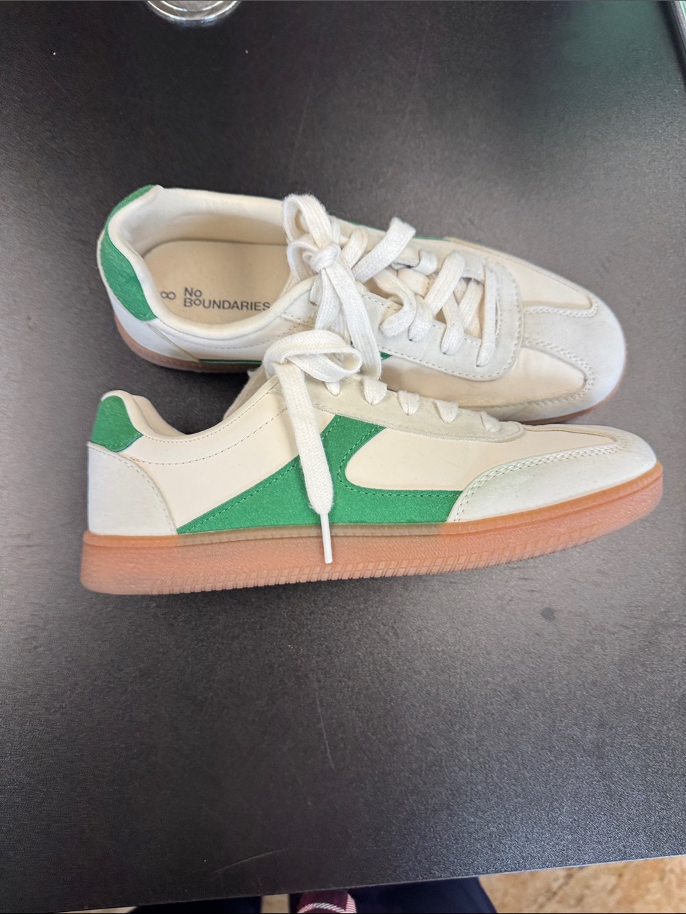 No Boundaries White and Green Women's Athletic Sneakers